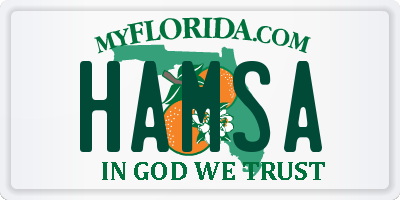 FL license plate HAMSA