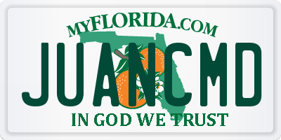 FL license plate JUANCMD
