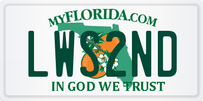 FL license plate LWS2ND