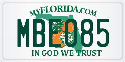 FL license plate MBE085