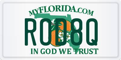 FL license plate ROD8Q
