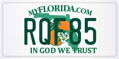 FL license plate RQF85
