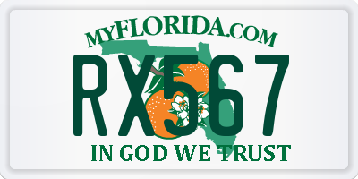 FL license plate RX567