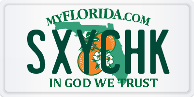 FL license plate SXYCHK
