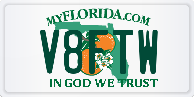 FL license plate V8FTW