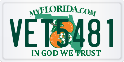 FL license plate VET5481