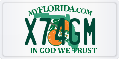 FL license plate X74GM