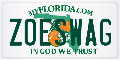 FL license plate ZOESWAG