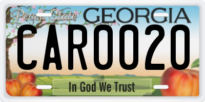 GA license plate CAR0020