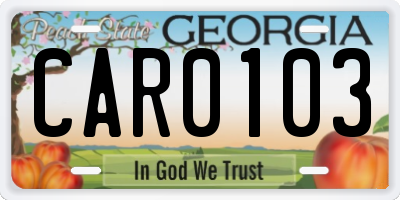 GA license plate CAR0103