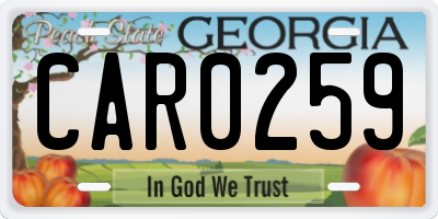 GA license plate CAR0259