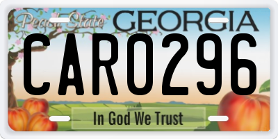 GA license plate CAR0296