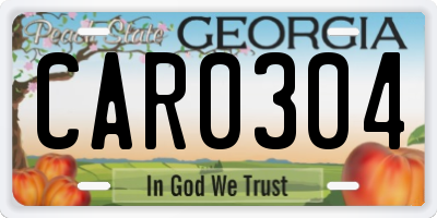 GA license plate CAR0304