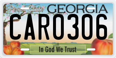 GA license plate CAR0306
