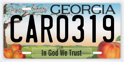 GA license plate CAR0319