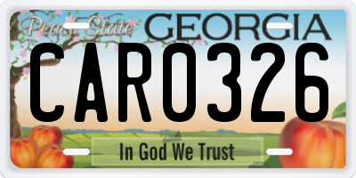 GA license plate CAR0326