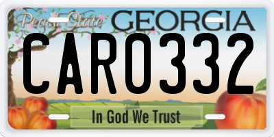GA license plate CAR0332