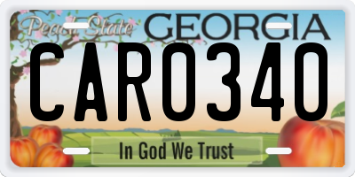 GA license plate CAR0340