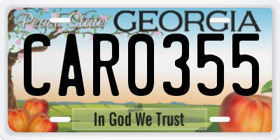 GA license plate CAR0355