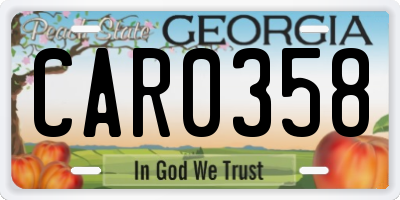 GA license plate CAR0358