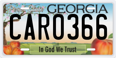 GA license plate CAR0366