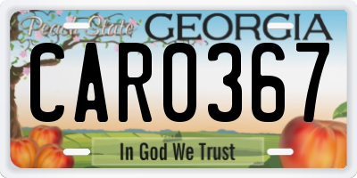 GA license plate CAR0367
