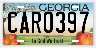 GA license plate CAR0397
