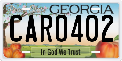 GA license plate CAR0402