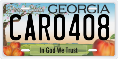 GA license plate CAR0408