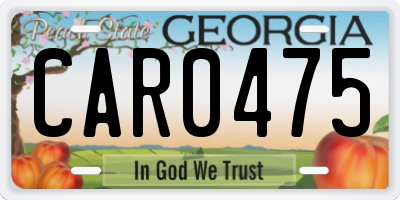 GA license plate CAR0475