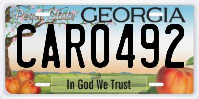 GA license plate CAR0492