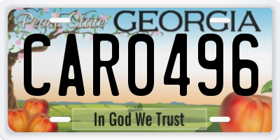 GA license plate CAR0496