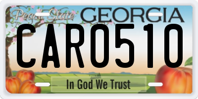 GA license plate CAR0510