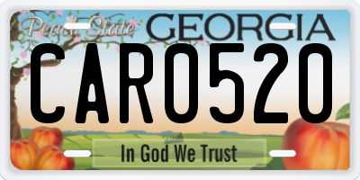 GA license plate CAR0520