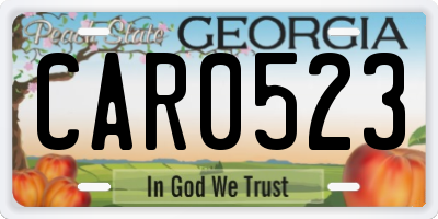 GA license plate CAR0523