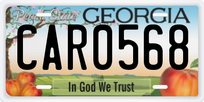 GA license plate CAR0568