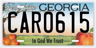 GA license plate CAR0615
