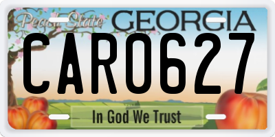 GA license plate CAR0627