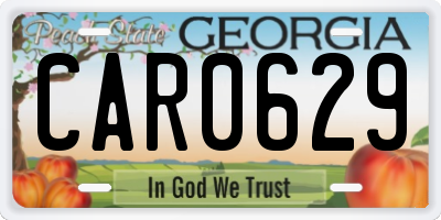GA license plate CAR0629