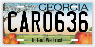 GA license plate CAR0636