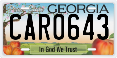 GA license plate CAR0643