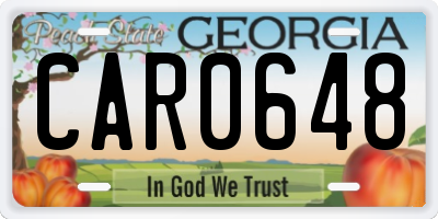 GA license plate CAR0648