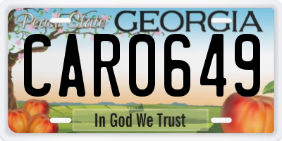 GA license plate CAR0649