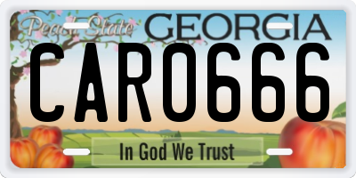 GA license plate CAR0666