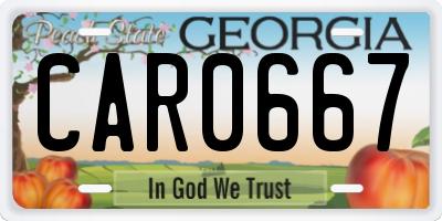 GA license plate CAR0667