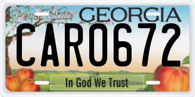 GA license plate CAR0672
