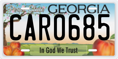 GA license plate CAR0685