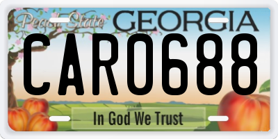 GA license plate CAR0688