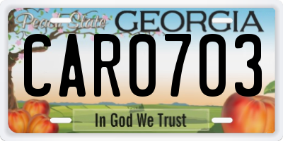 GA license plate CAR0703