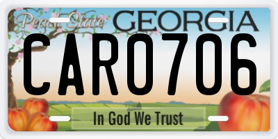 GA license plate CAR0706